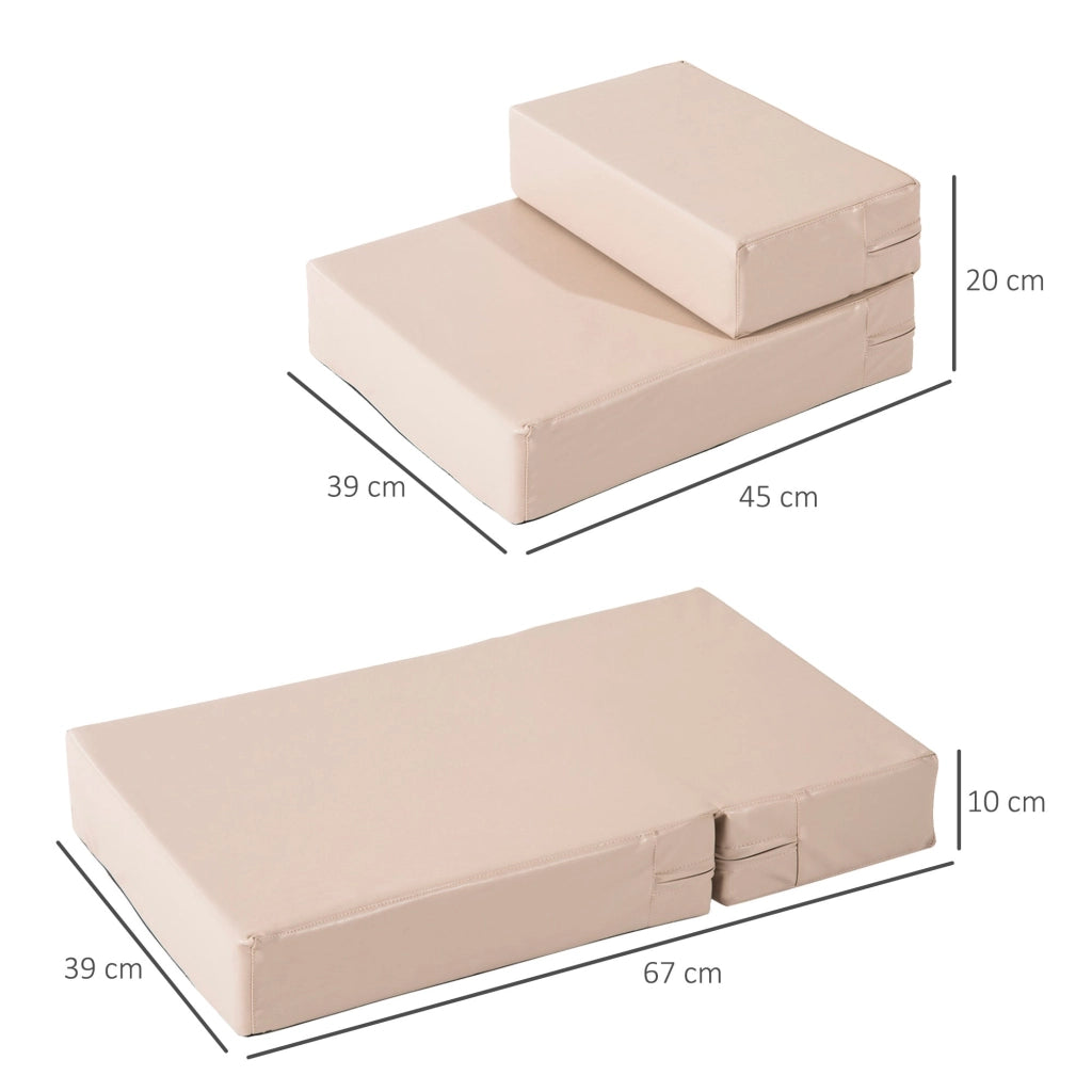 Scala Materassino 2 in 1 per Cani e Gatti Beige 67x39x10 cm