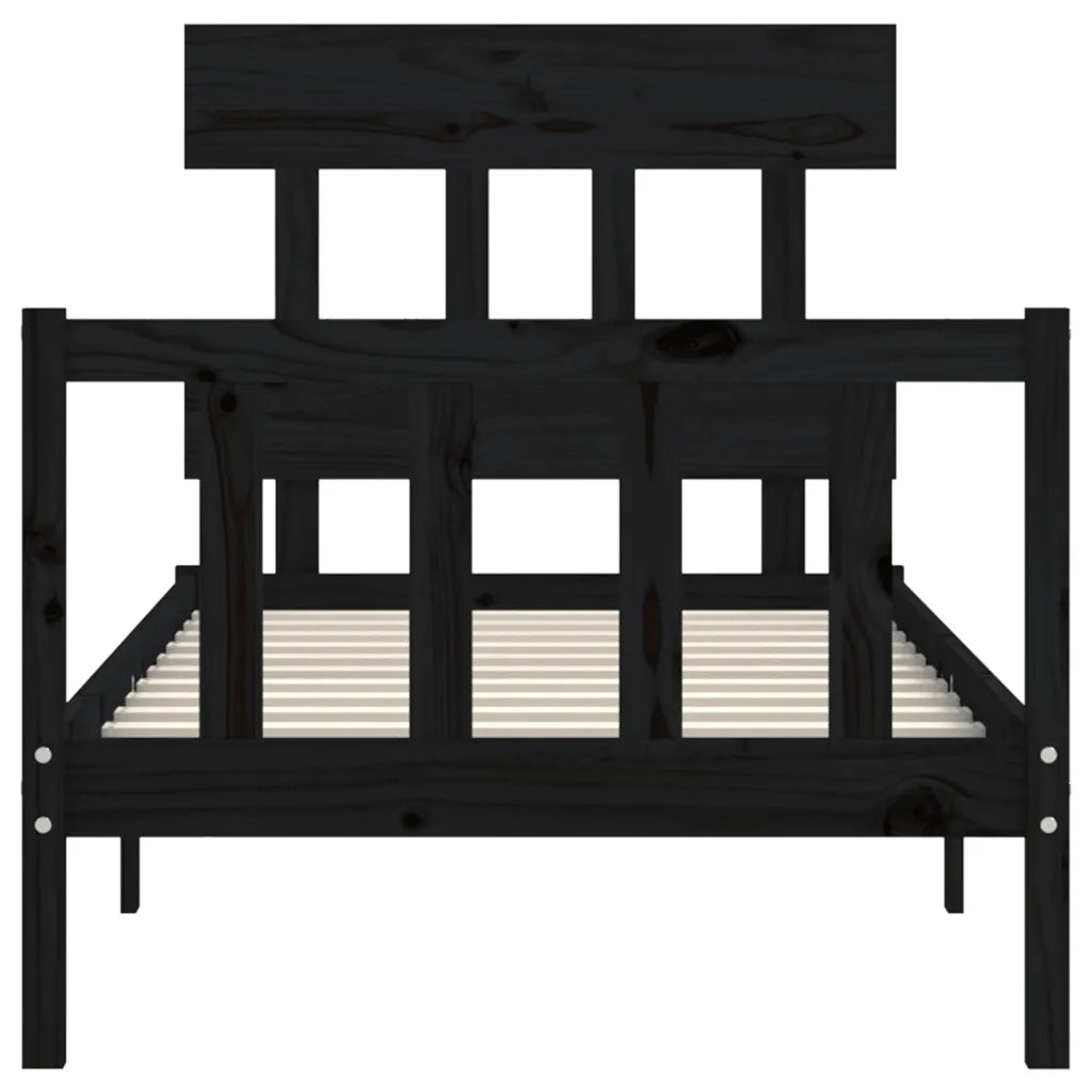 Giroletto con Testiera Nero Small Single in Legno Massello