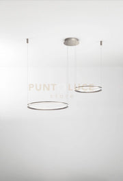 Sospensione doppia Edge in alluminio colore grigio a LED 99W 6930LM - 3000K doppia emissione d.60cm e d.40cm