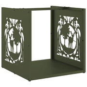 Rastrelliera per Legna da Ardere Verde Oliva 40x40x40 cm CFW2654438