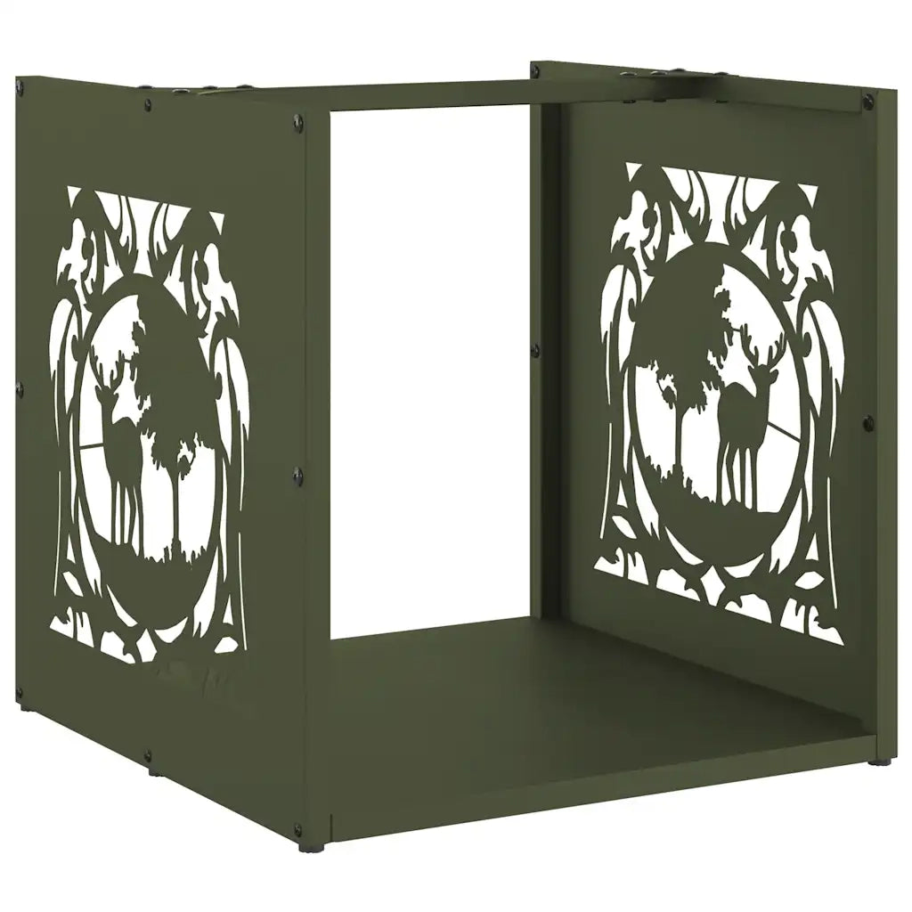 Rastrelliera per Legna da Ardere Verde Oliva 40x40x40 cm CFW2654438