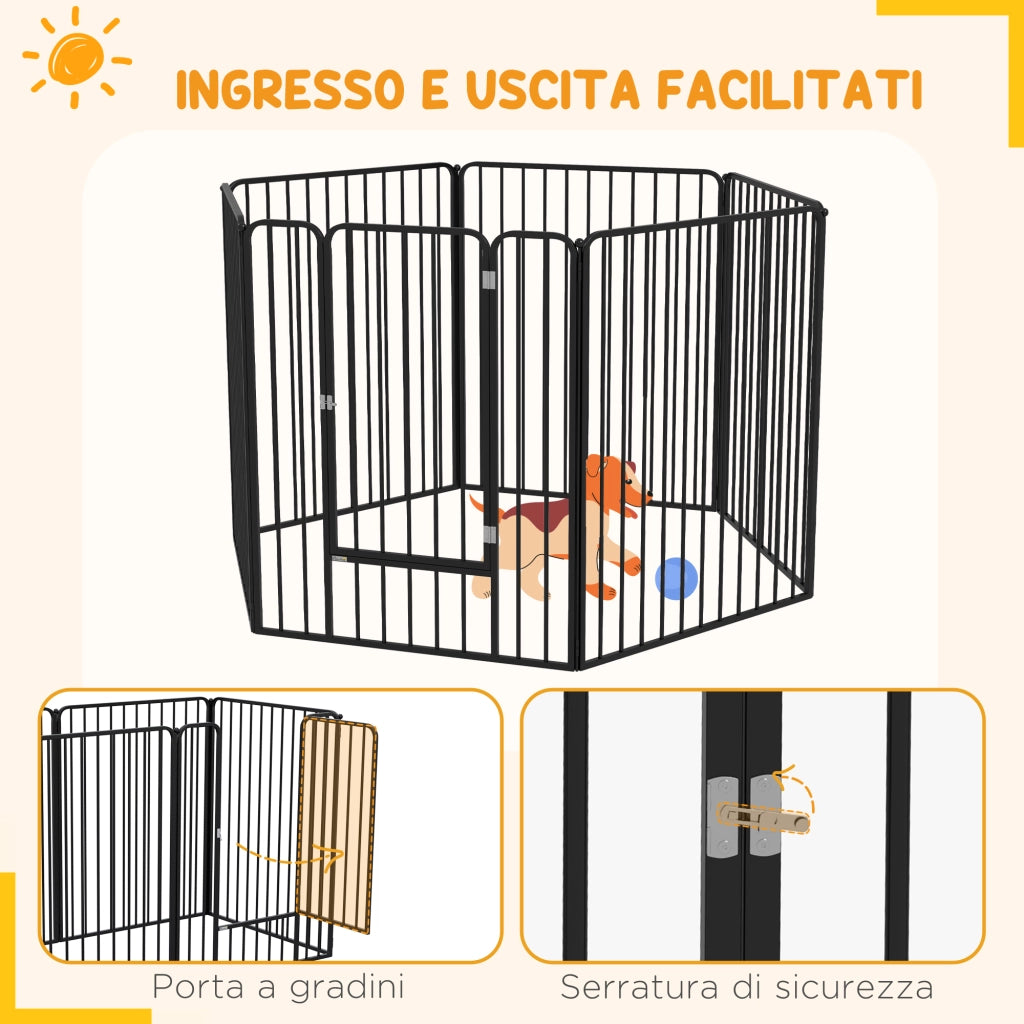 Recinto per Cani ¨C zephmum ¨C Nero Acciaio 164x83x100 cm