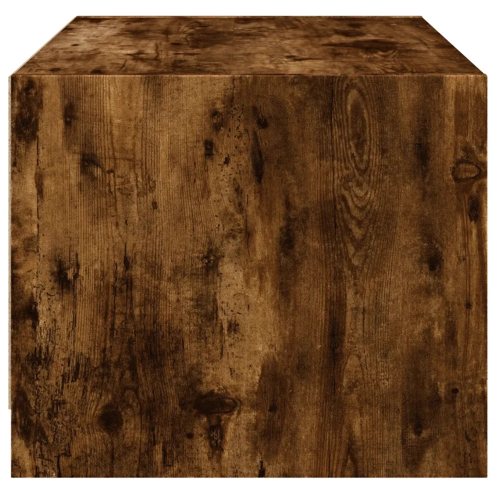 Tavolino da salotto | Tavolino da caff¨¨ | Tavolino da Soggiorno con Ante in Vetro Rovere Fumo 68x50x42 cm