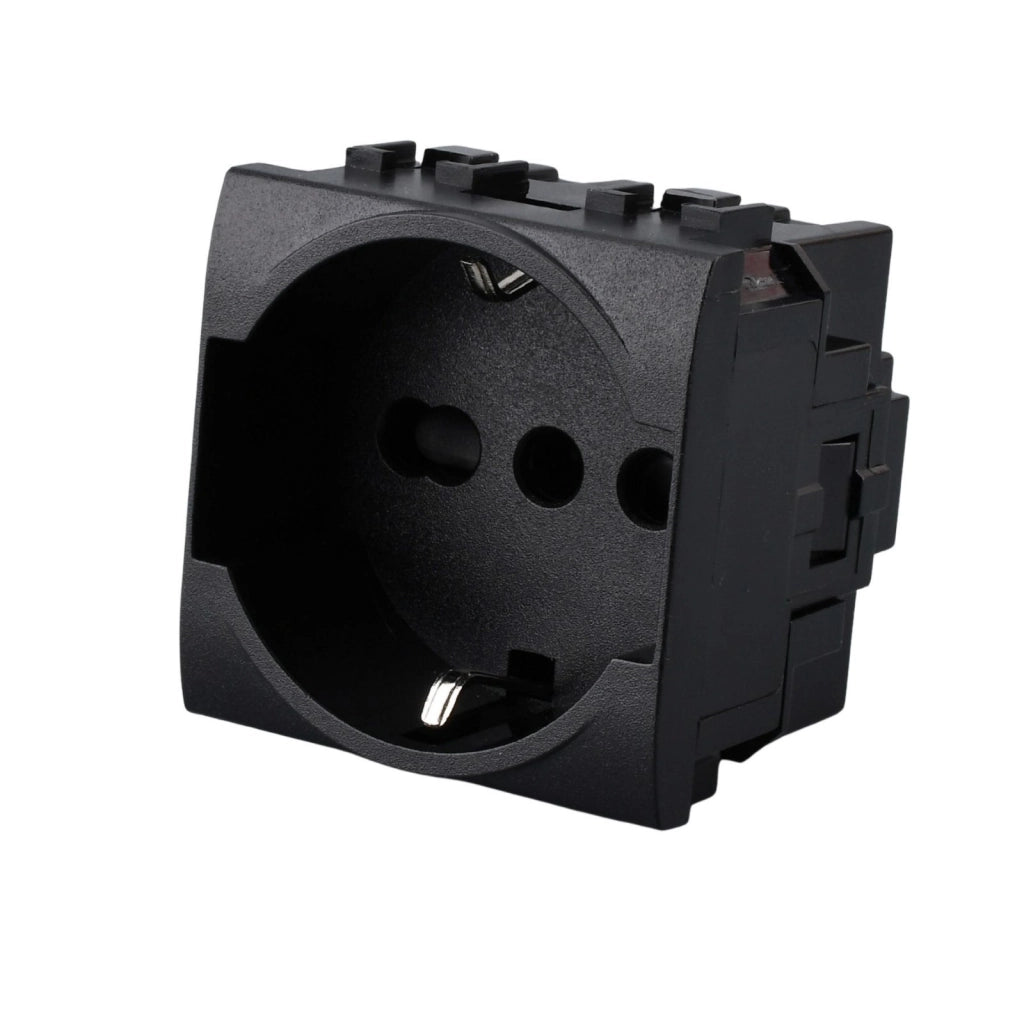 Presa Schuko Universale 2P+T 10/16A 220V MBL Nero 2M Compatibile Bticino Living International BLN2102