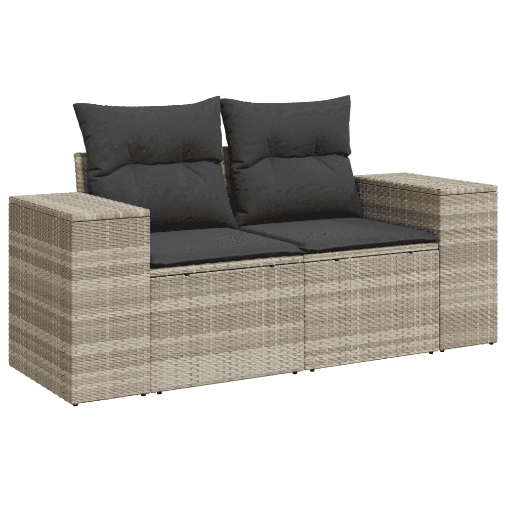 Set Divani da Giardino 7pz con Cuscini Grigio Chiaro Polyrattan 3264428