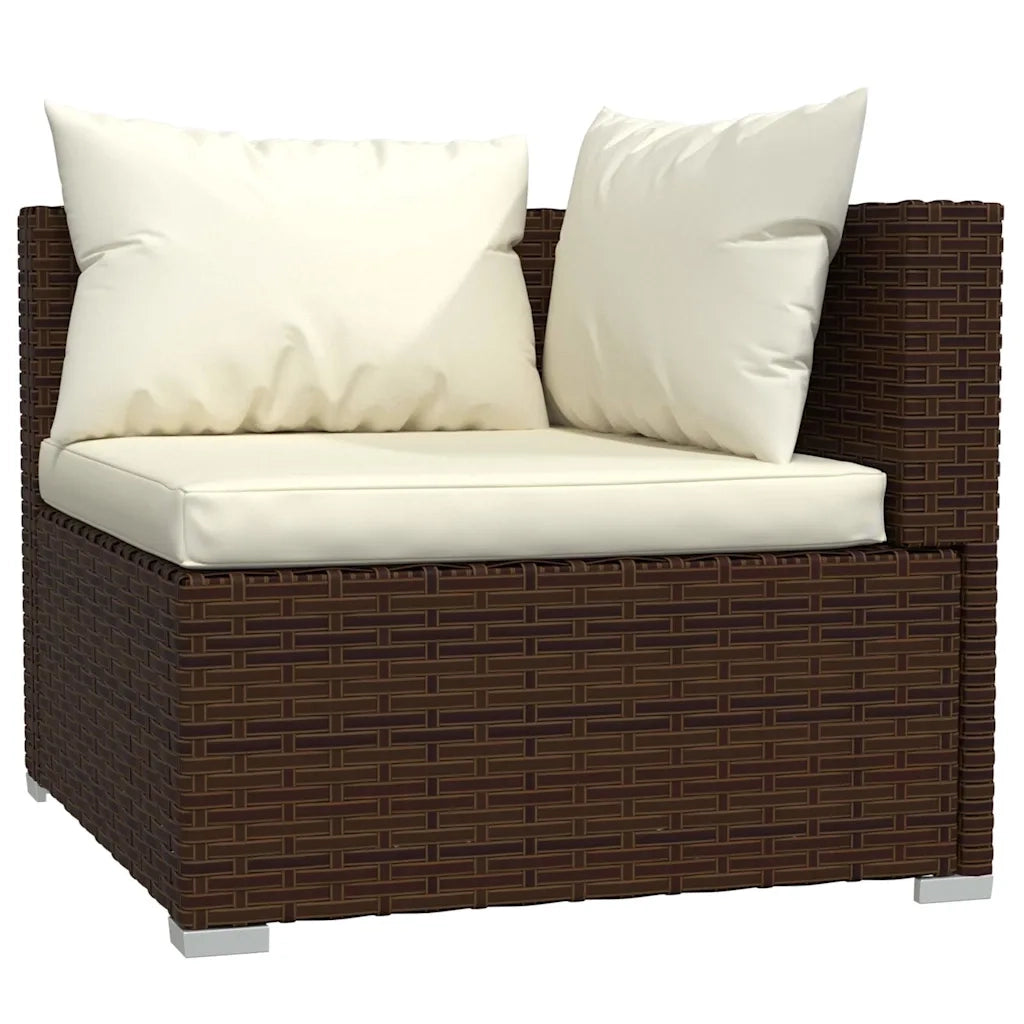 Salotto da Giardino-Set Divani da Giardino 3 pz con Cuscini in Polyrattan Marrone