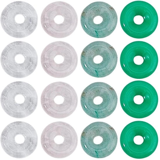Collezione di perle naturali 16 pezzi - Donut e rondelle - Materiali naturali - Lavorazione artigianale - Qualità premium - Perle per gioielli