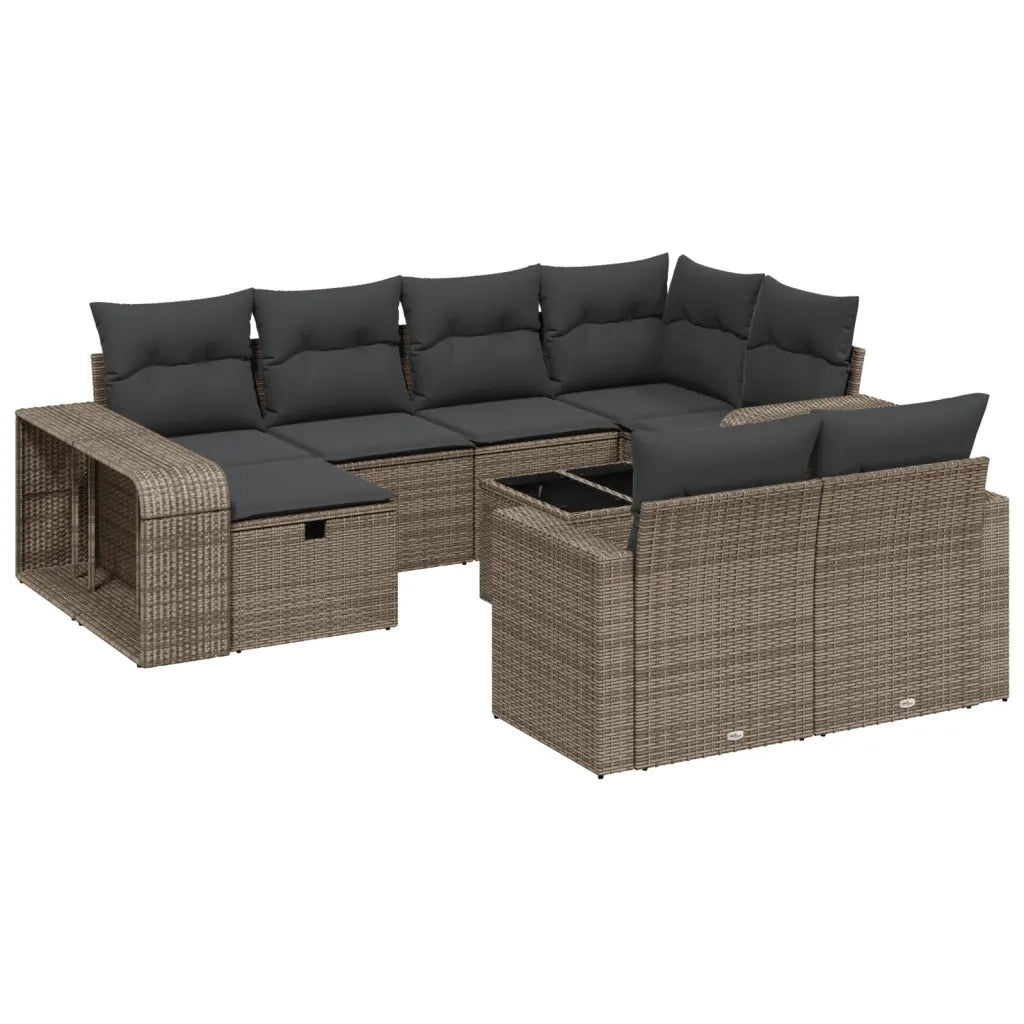 Set Divani da Giardino 11 pz con Cuscini in Polyrattan Grigio 3266252