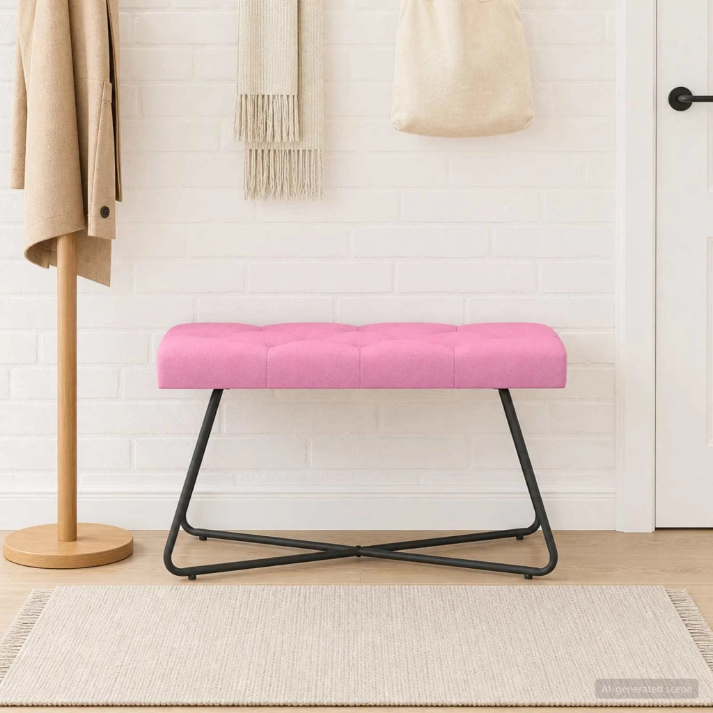 Panchina con bottoni imbottiti Rosa 80 x 40 x 46 cm Tessuto 42038369