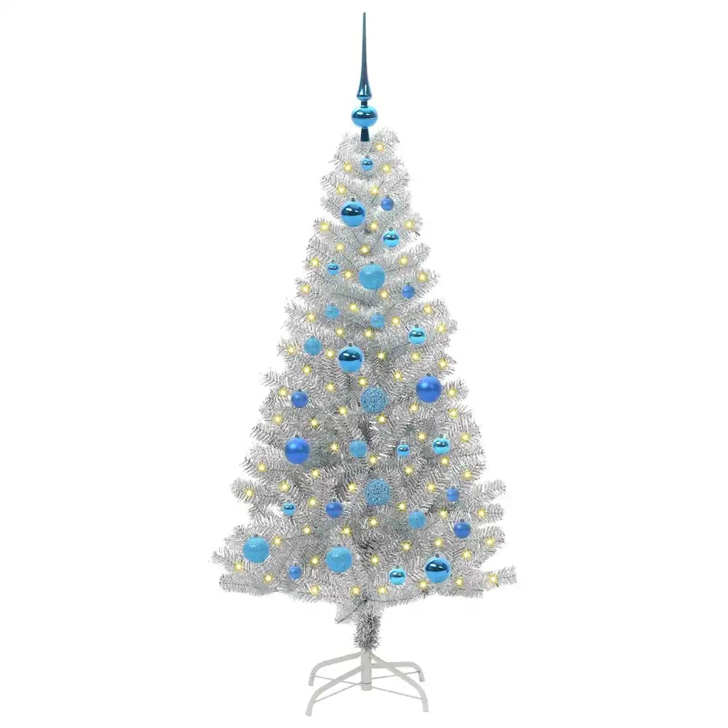 Albero di Natale con 150 LED con supporto Argento 150 cm PET 3396668