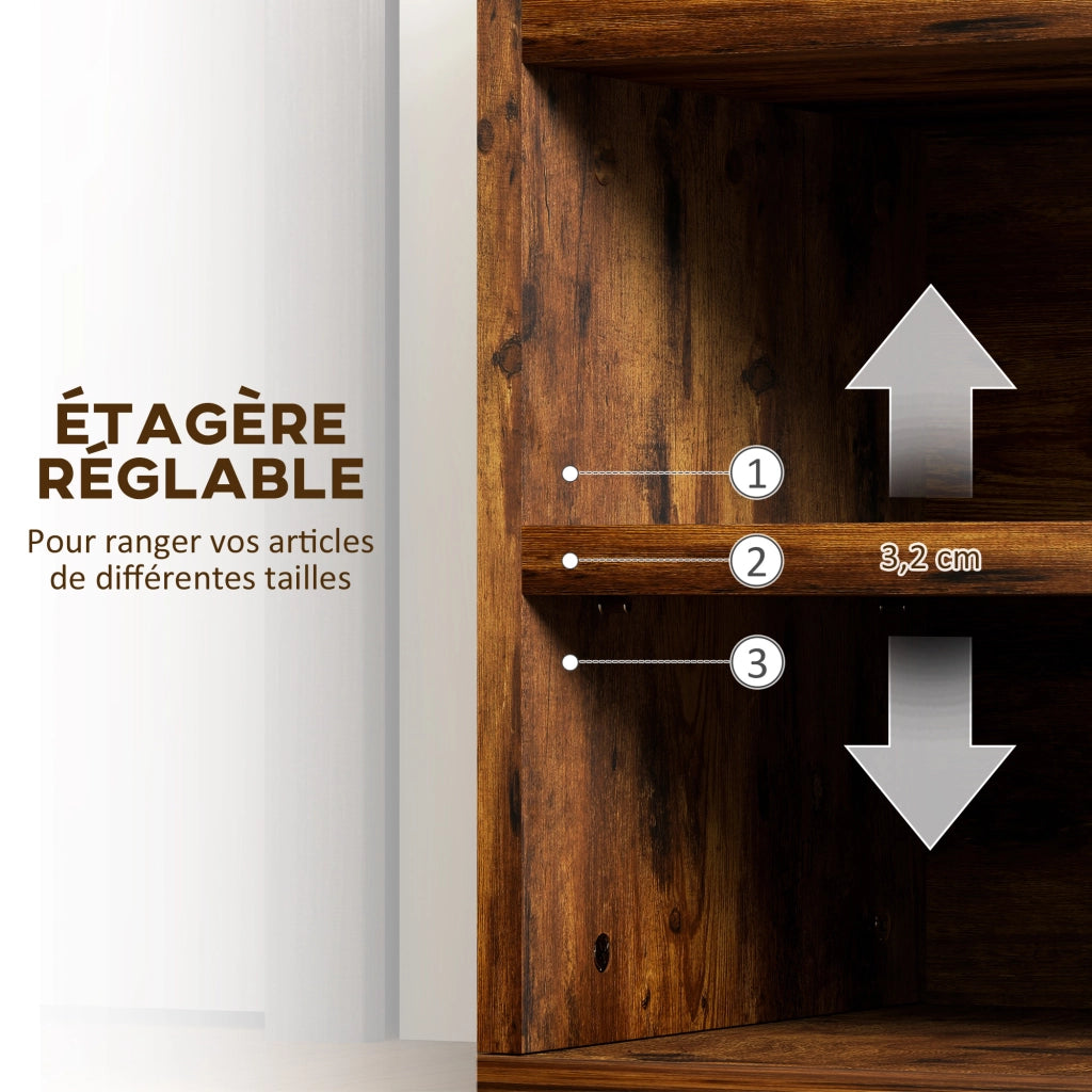 Scarpiera con panca e cassetti ¨C Zephmum ¨C Legno effetto mogano