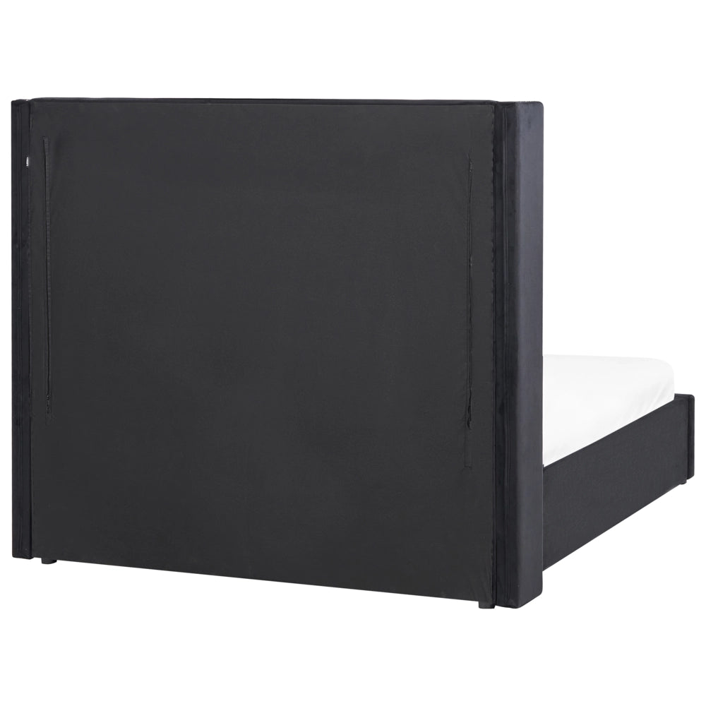 Letto contenitore velluto nero e argento 140 x 200 cm glamour elegante
