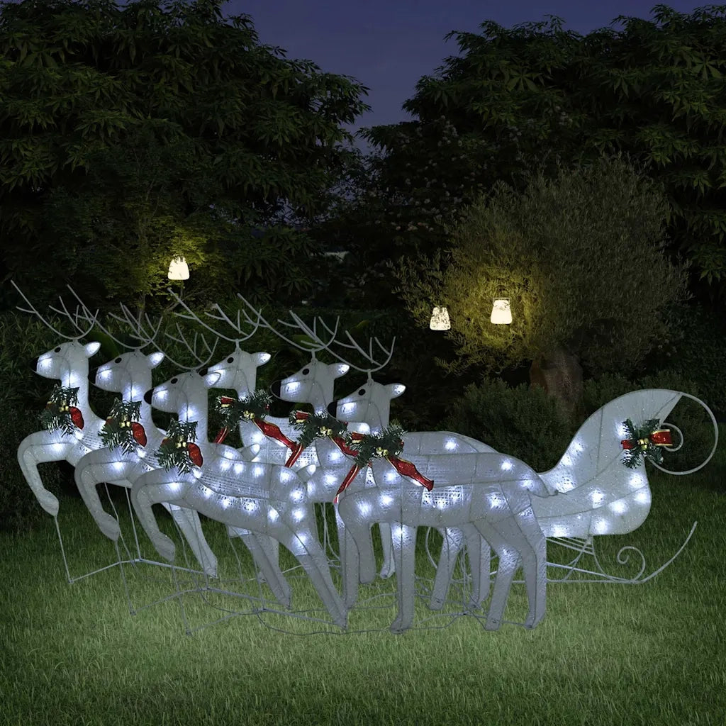 Renne e Slitta di Natale Decorazione Esterni 100 LED Bianco 3100432