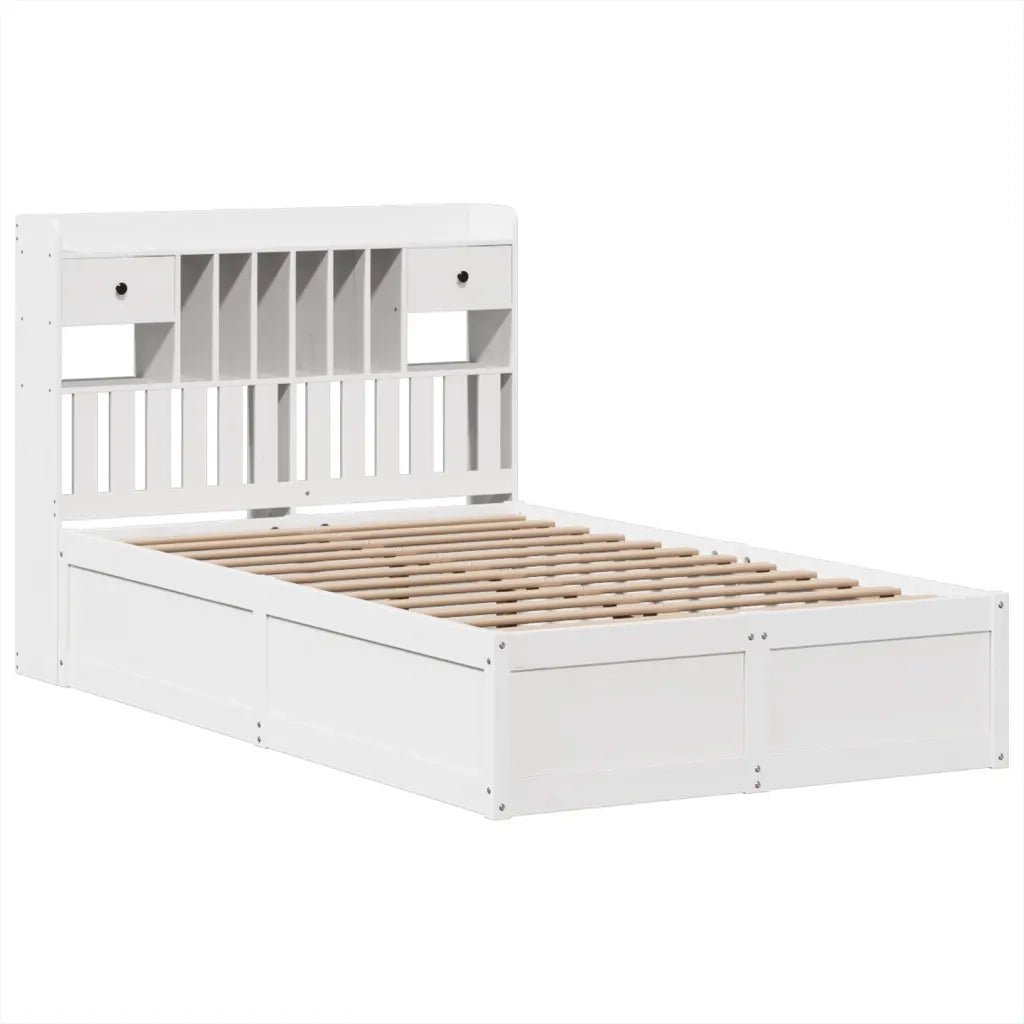 Letto senza Materasso Bianco 135x190 cm Legno Massello di Pino