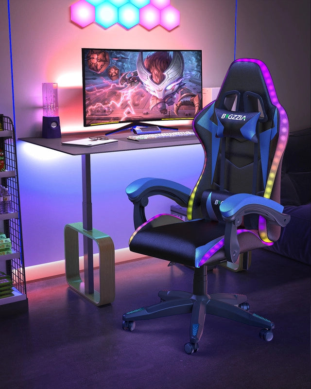 Sedia da gaming,  Sedia da gaming professionale con tecnologia LED RGB integrata, con poggiatesta, supporto lombare e braccioli