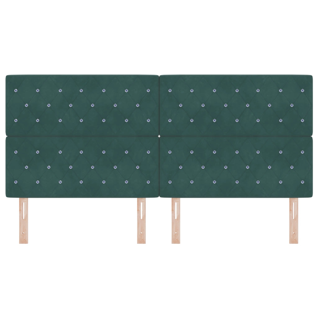 Testiera Con Bottoni di Cristallo e Design a Diamante Verde Scuro 200 cm Velluto