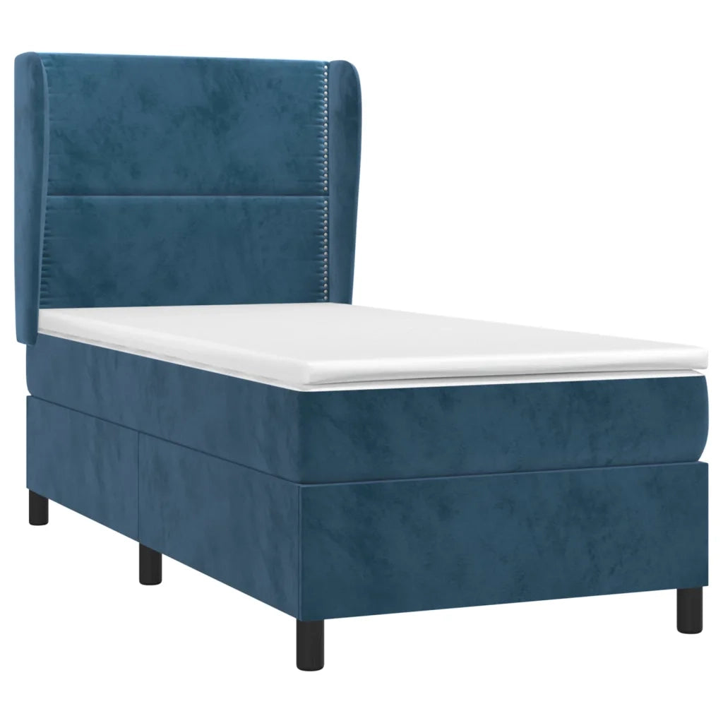 Letto singolo | Letto per adulti | Giroletto a Molle con Materasso Blu Scuro 80x200 cm in Velluto