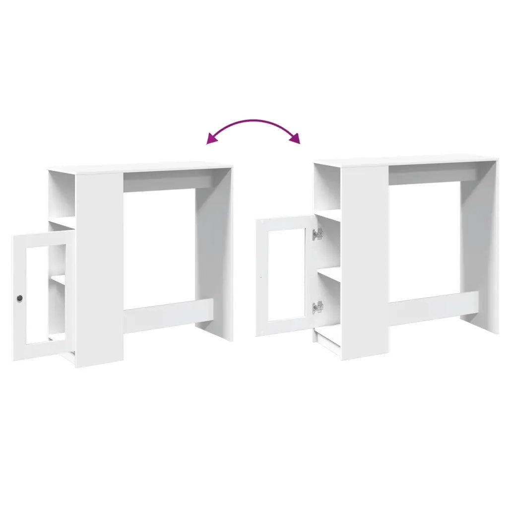 Tavolo Bar con Rastrelliera Bianco 101x40x103,5 cm Multistrato