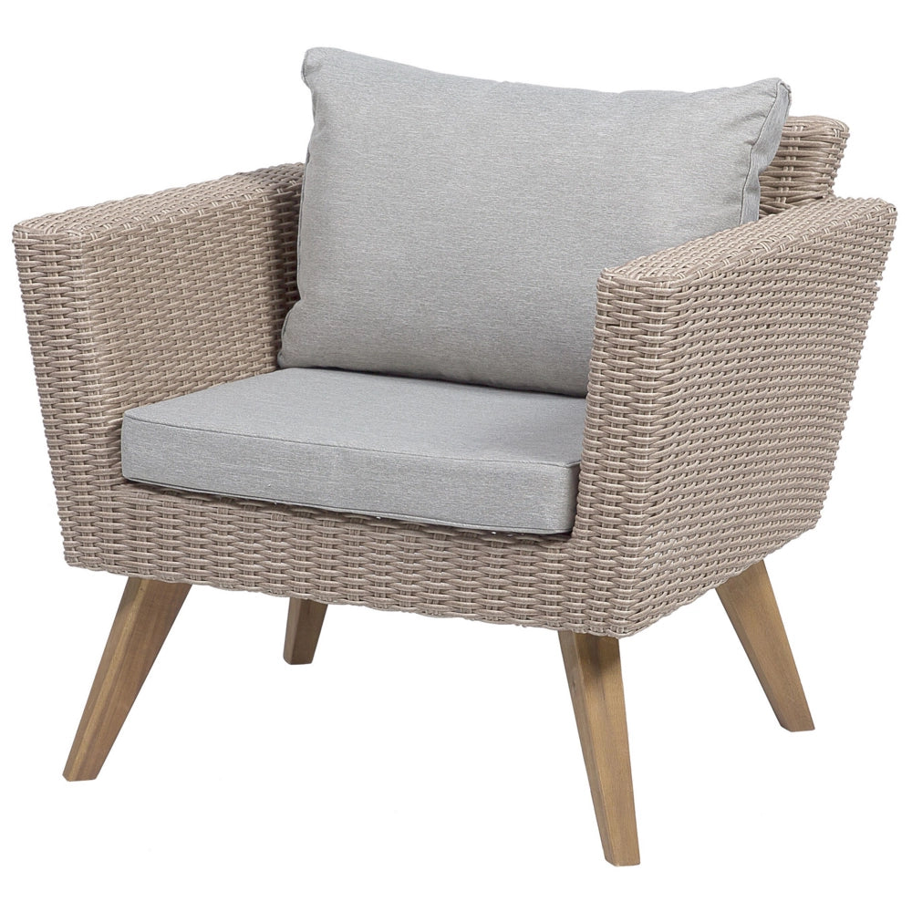 Patio Set Rattan Sintetico 3 Posti 2 Sedie Cuscini Grigi Outdoor Country