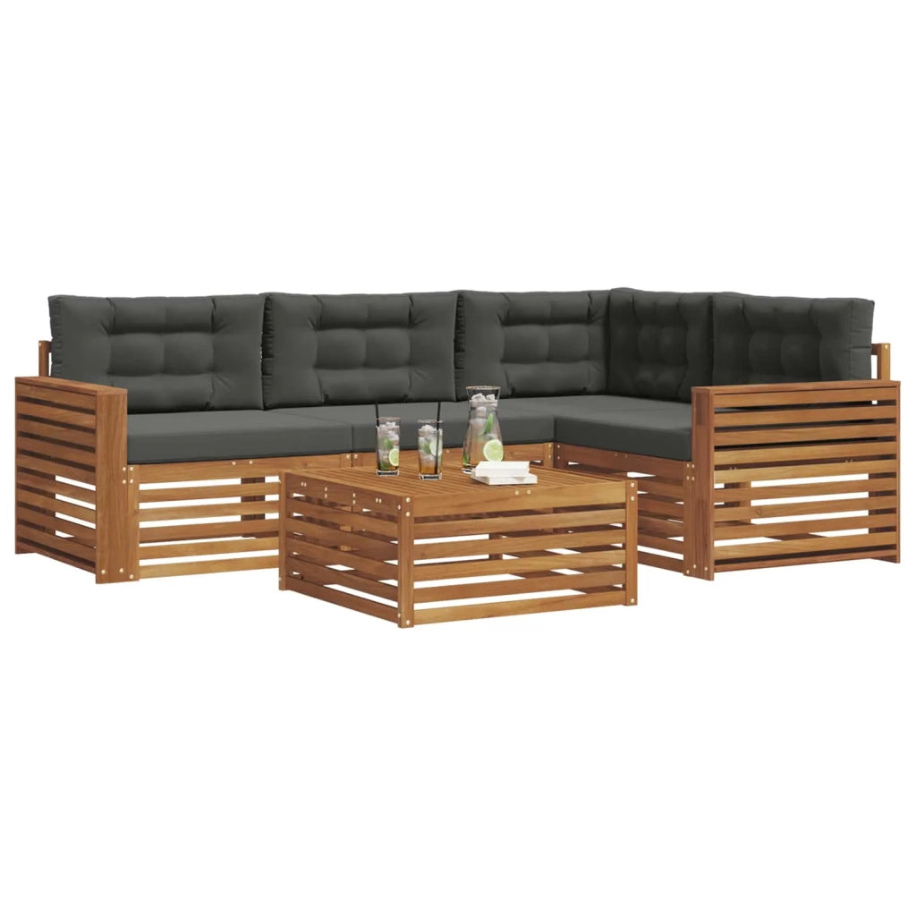 Set di divani da esterno con cuscino 5 pcs Naturale e Antracite 3373427