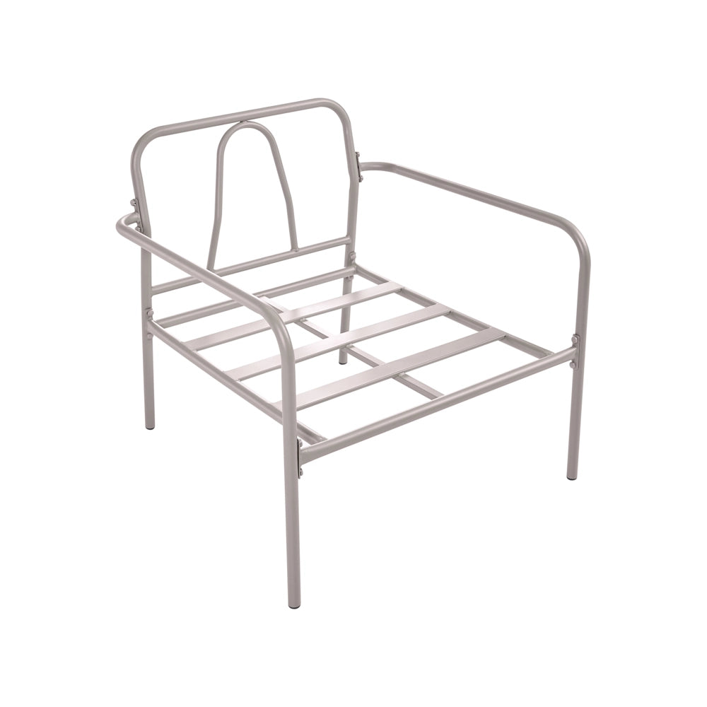 Set da giardino a 4 posti con struttura in acciaio e cuscini sfoderabili beige chiaro stile moderno