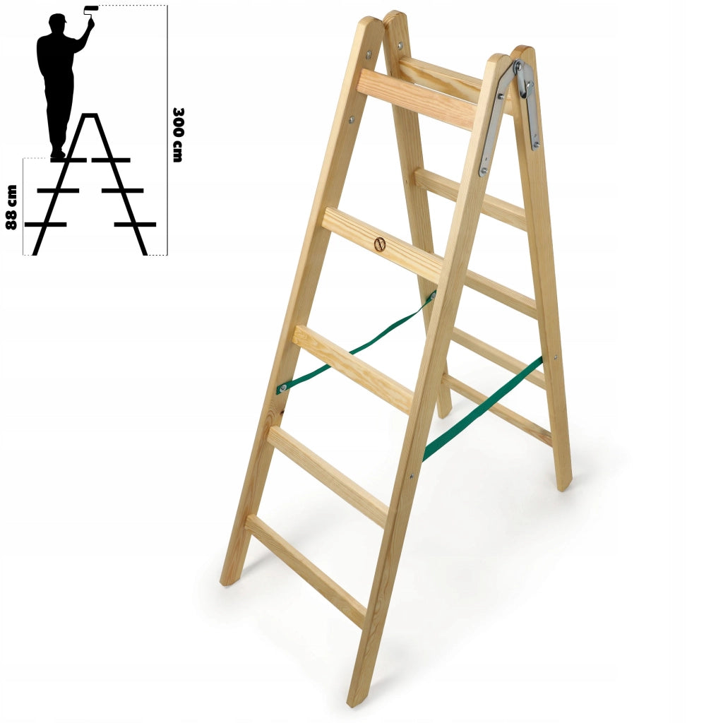 Scala da pittura in legno KADAX, 2x5 pioli, stabile, a doppia faccia, portata 150 kg