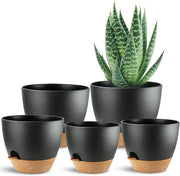 Pannelli di fiori in plastica nera moderna con foro di drenaggio - 5 pezzi/set, ideali per piante da appartamento - regalo per la decorazione di interni