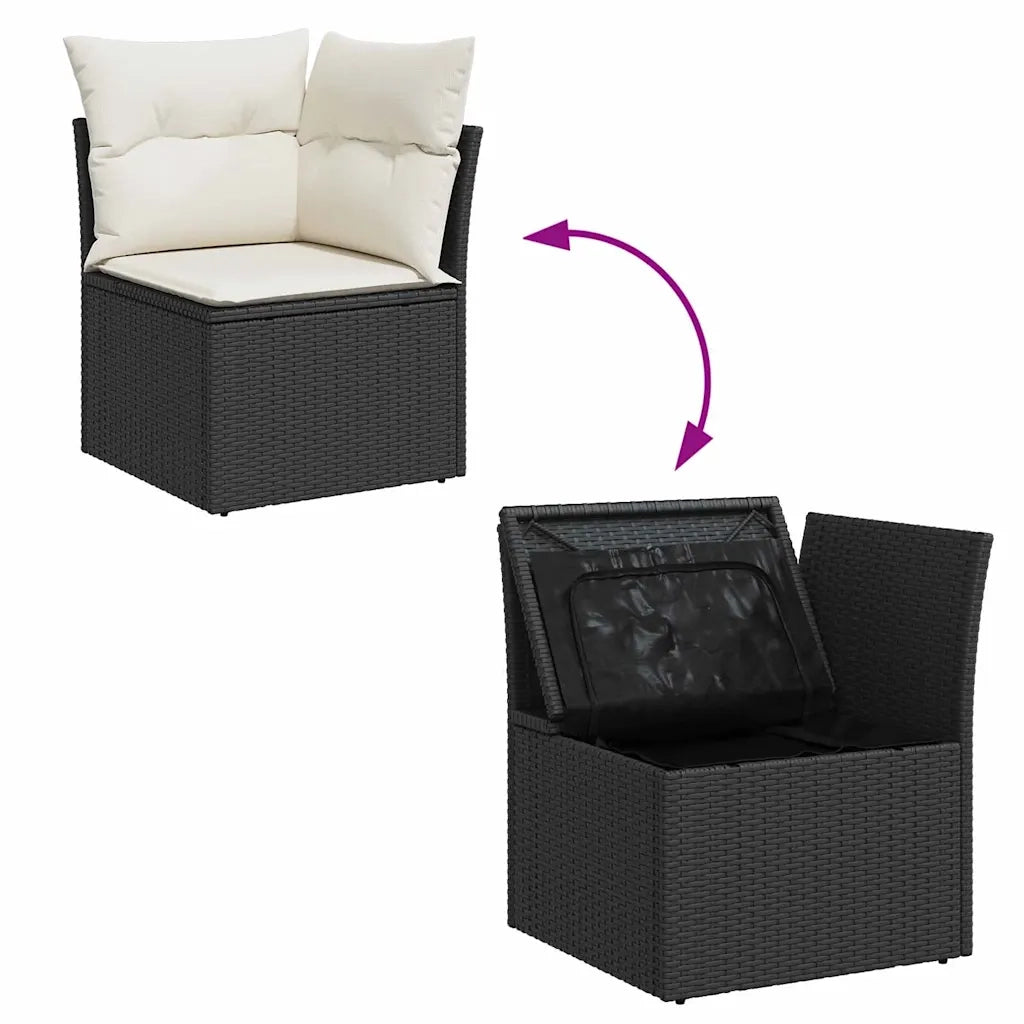 Set Divano da Giardino con cuscino 12 pcs Nero e crema 3363465