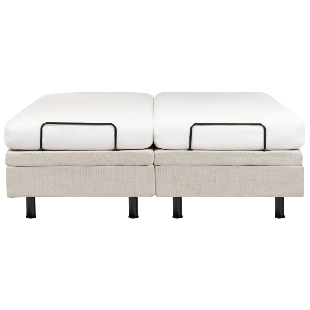 Letto elettrico matrimoniale tessuto beige chiaro  regolabile con telecomando senza testiera 160x200 cm stile moderno