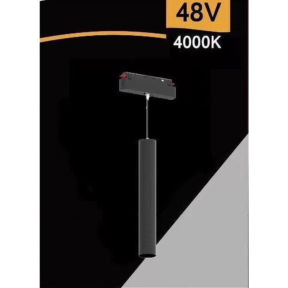 Trade Shop - Faretto Led A Cilindro 8w Nero Per Binario Magnetico 48v Luce 3000k 4000k Cob-40 -