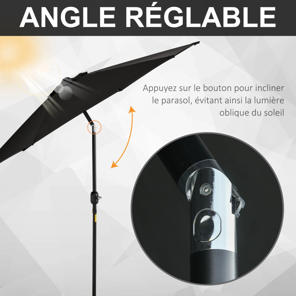 Parasole da giardino inclinabile a manovella ¨C Minimal ¨C ?260x235 cm alluminio nero