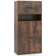 Libreria alta 111 cm con 4 ante-Vetrina autoportante con 2 kit anti-ribaltamento per casa Marrone Rustico