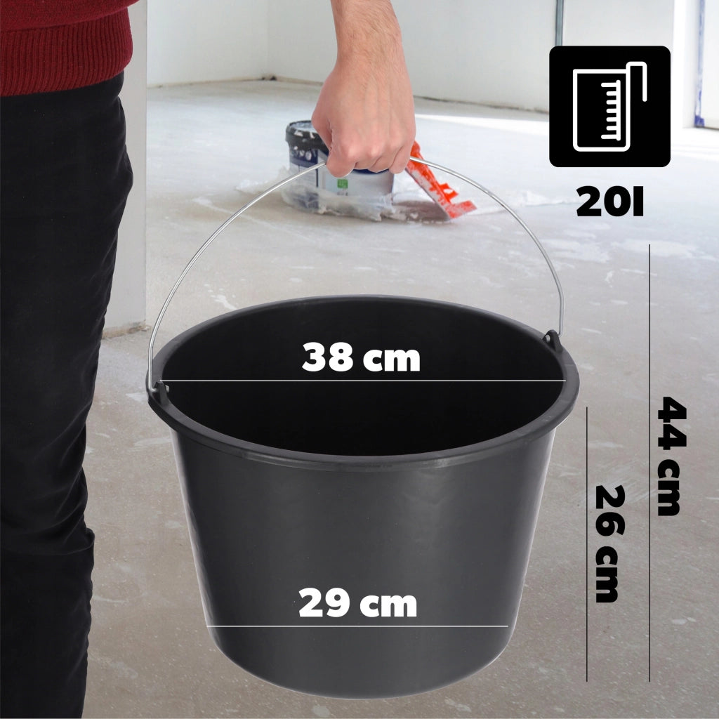 Secchio da costruzione KADAX 20 litri, secchi in plastica resistenti per uso domestico e giardinaggio, confezione da 12 pezzi