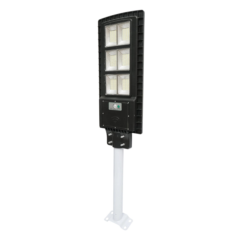 Lampada solare LED illuminazione stradale 150W 6500K con pannello solare 12W, batteria 15000mAh, montaggio su palo IP65