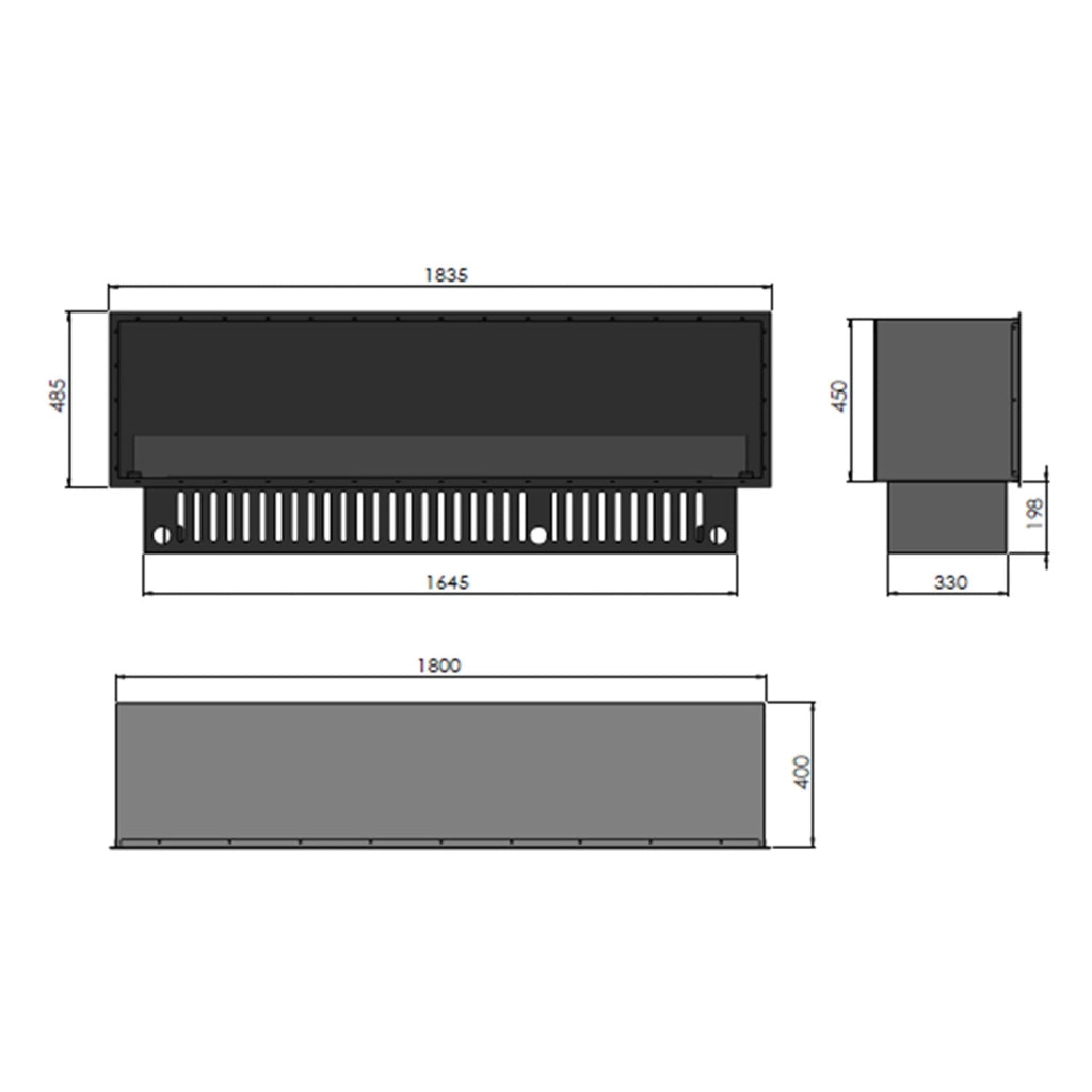 Camino a Vapore Elettrico da Incasso 180x45(64,8)x40 cm Invapo con LED RGB Nero