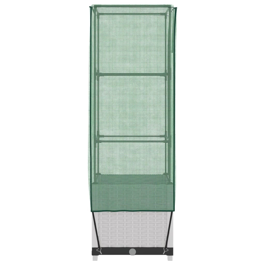 Aiuola rialzata/fioriera con copertura effetto rattan 40 x 40 x 139 cm bianco 02_0038775