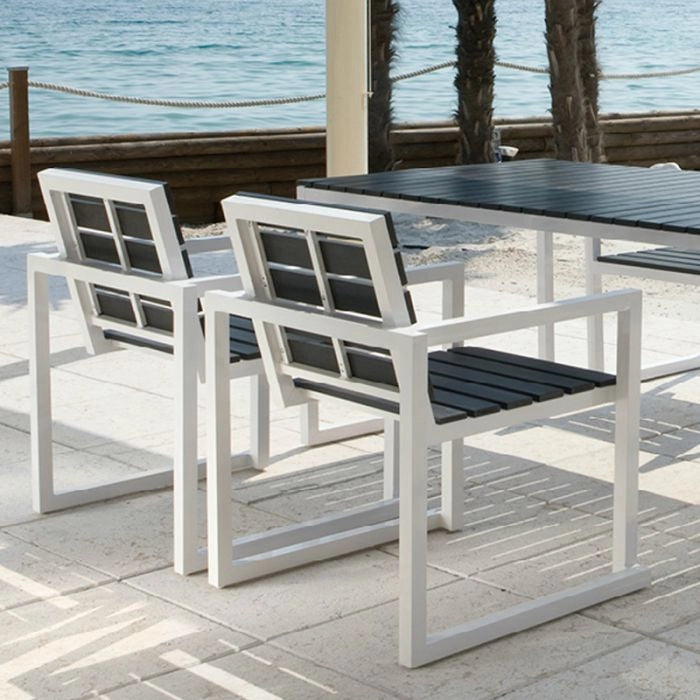 Set da giardino con tavolo e sedie QUICK in alluminio e WPC, 4 posti