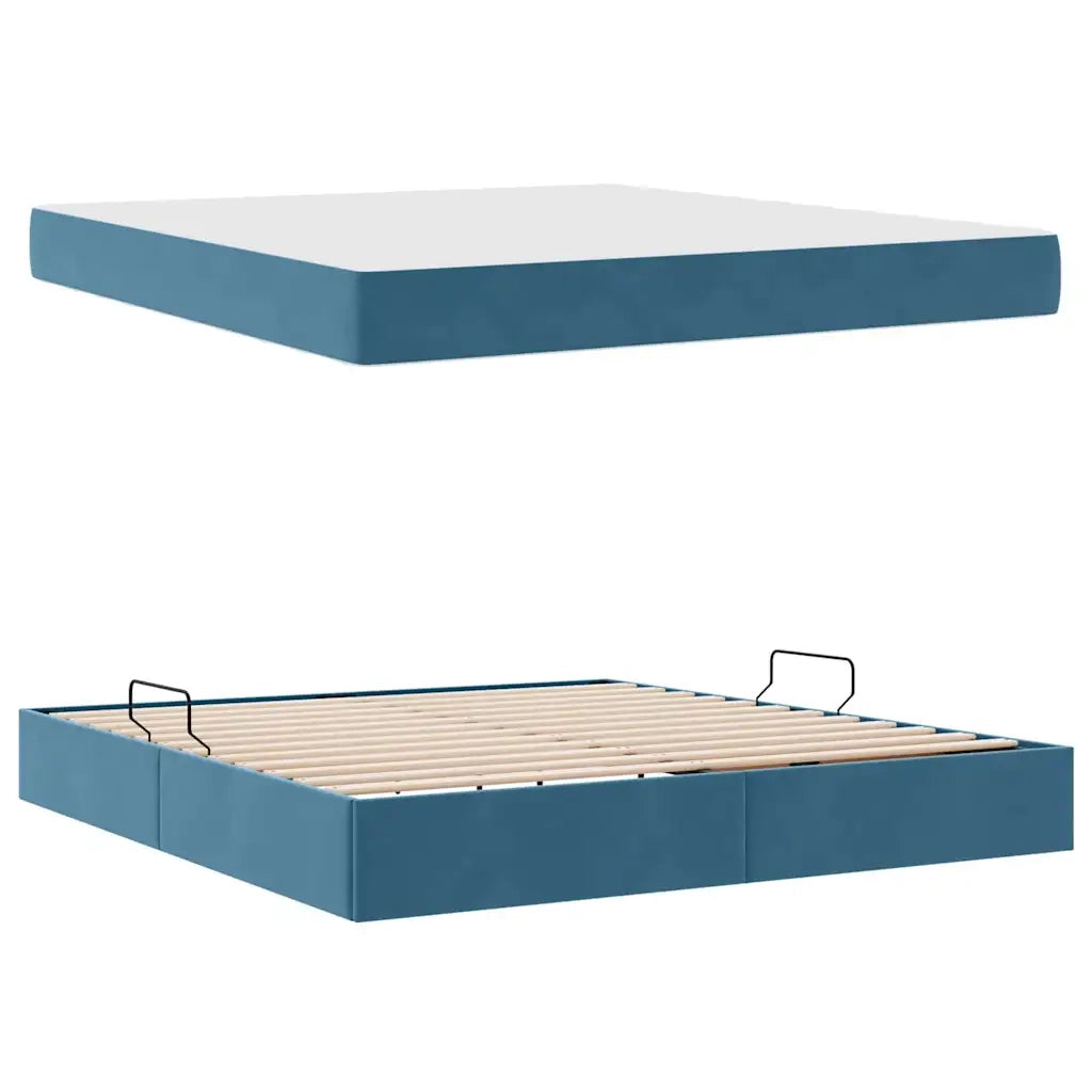 Letto con contenitore e materasso Blu Scuro 180 x 200 cm