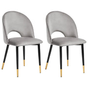 Set di 2 sedie da pranzo rivestimento in velluto grigio gambe nere glamour retrò