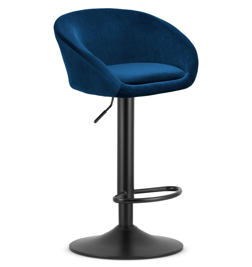 Sgabello in velluto VALORA EAST - Blu navy per soggiorno, cucina, sala da pranzo