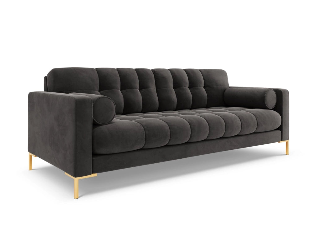 Cosmopolitan Design - Divano "Bali" 4 posti in velluto grigio scuro 