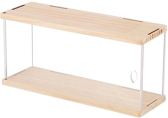 Vetrina Acrilica 31x10x14cm - Scatola di Presentazione - Base in Legno - Organizzatore di Deposito - Decorazione Cosmetica - Materiali di Alta Qualità - Vetrina di Prestigio