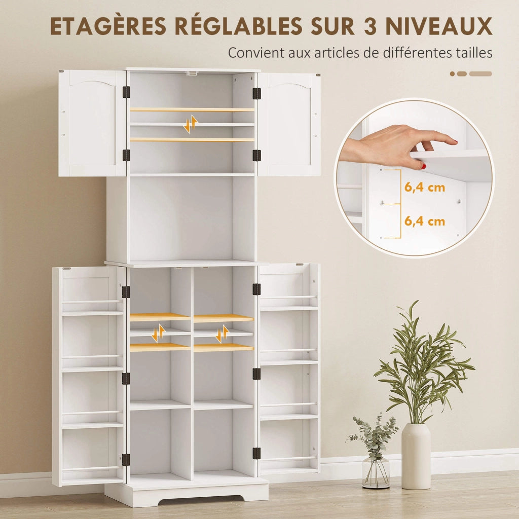 Mobile cucina alto 4 ante con ripiani regolabili e portaspezie ¨C Xylo ¨C Bianco 60x40x181,5cm