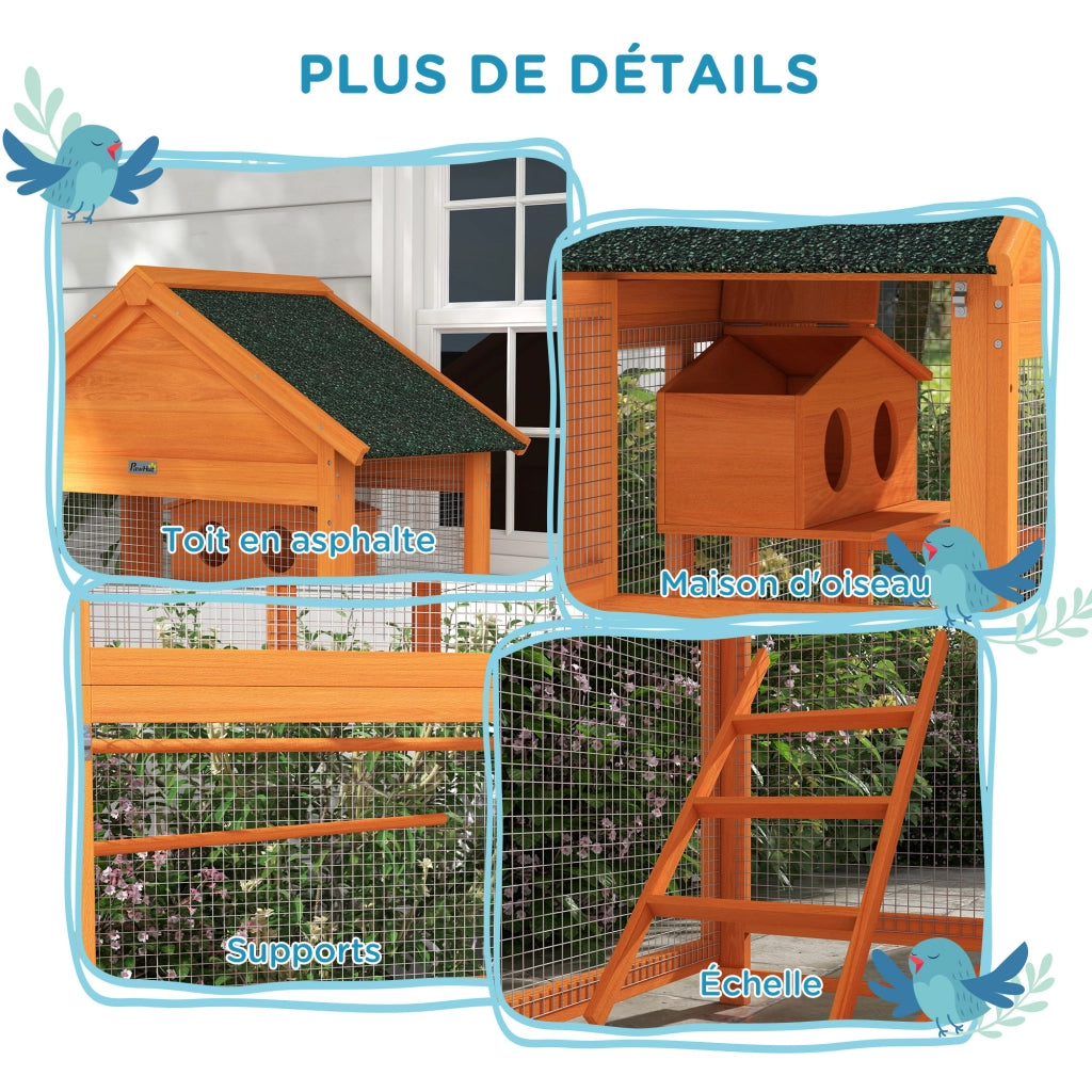 Voliera per uccelli giochi per pappagalli in legno ¨C zephmum ¨C 92x52x171 cm arancione