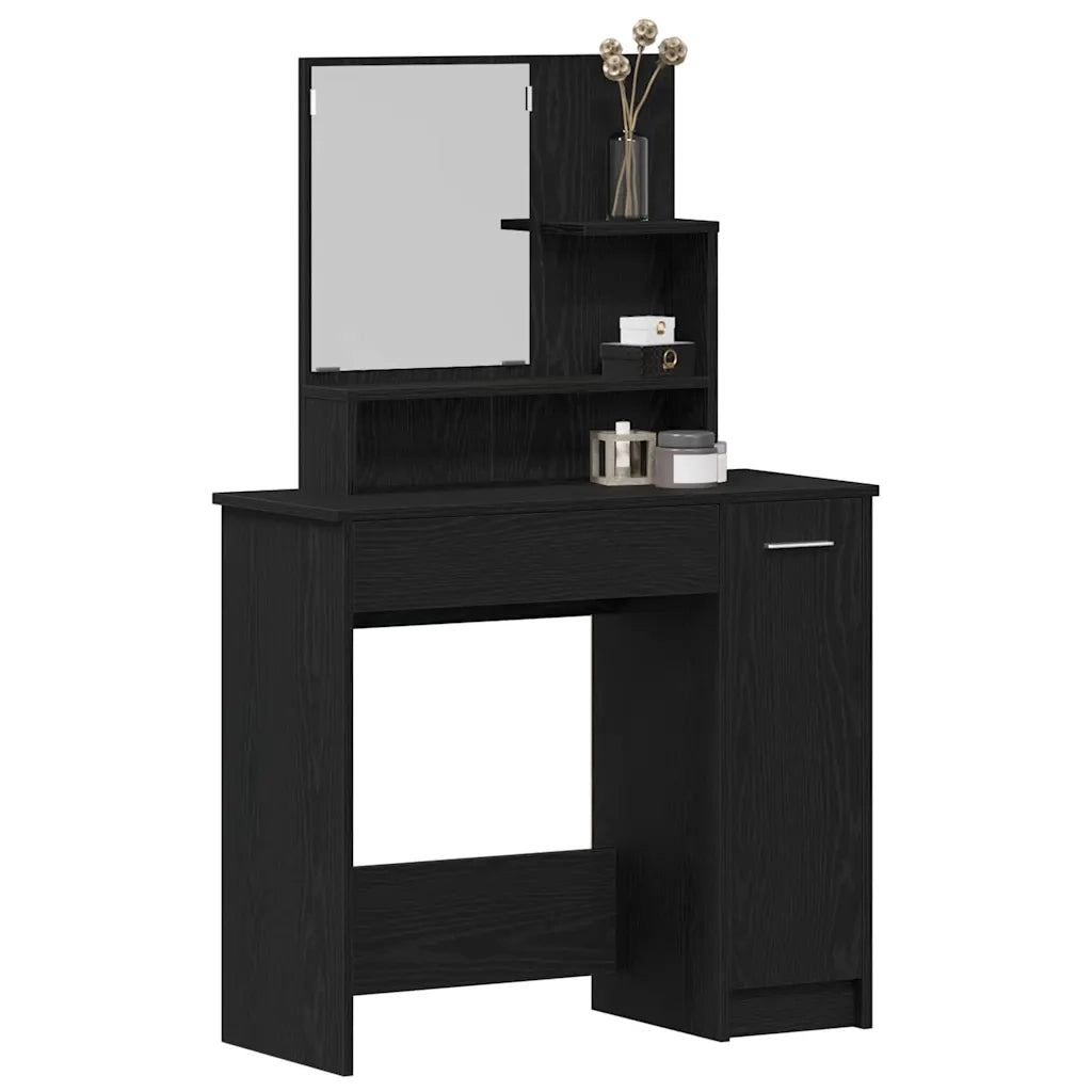 Tavolo da Trucco con cassetto Rovere Nero 86,5 x 35 x 136 cm 862783