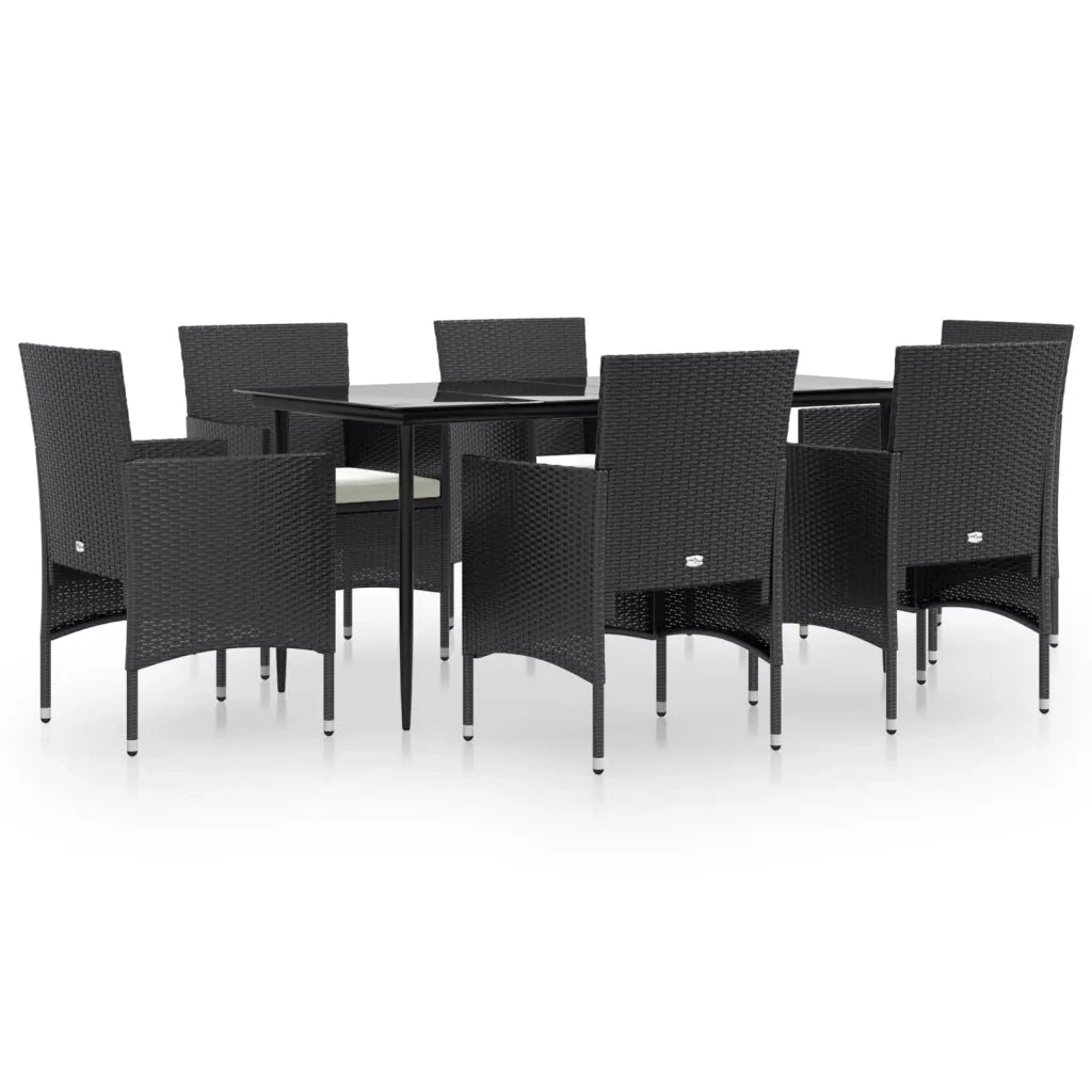 Set da Pranzo da Giardino 7 pz con Cuscini Nero cod mxl 40051