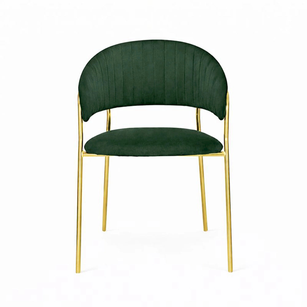 Sedie da sala da pranzo set da 4 Aurelia con schienale in velluto verde