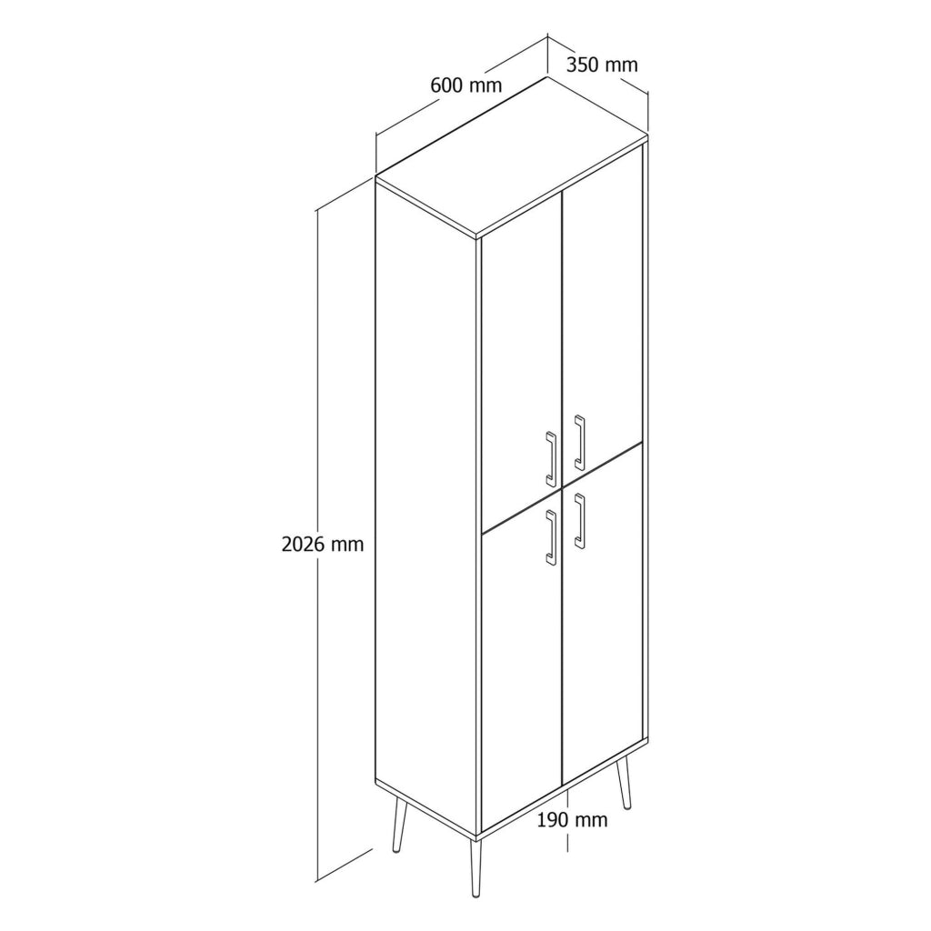 Laino, Armadio Multiuso Grande 6 Ripiani, 60x202h cm Bianco