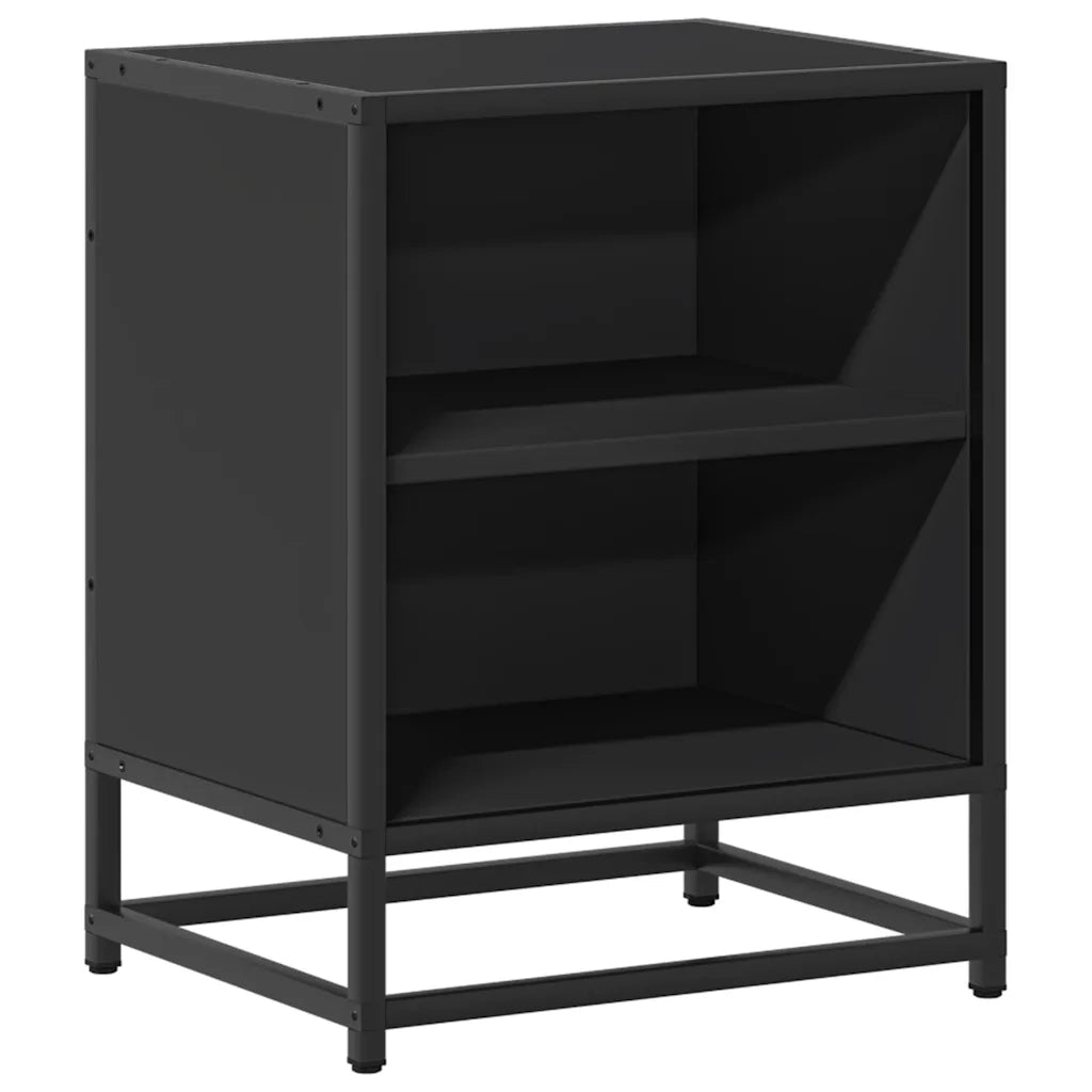 Comodino-Tavolino da notte Nero 40x31x50 cm Legno Multistrato e Metallo 391743