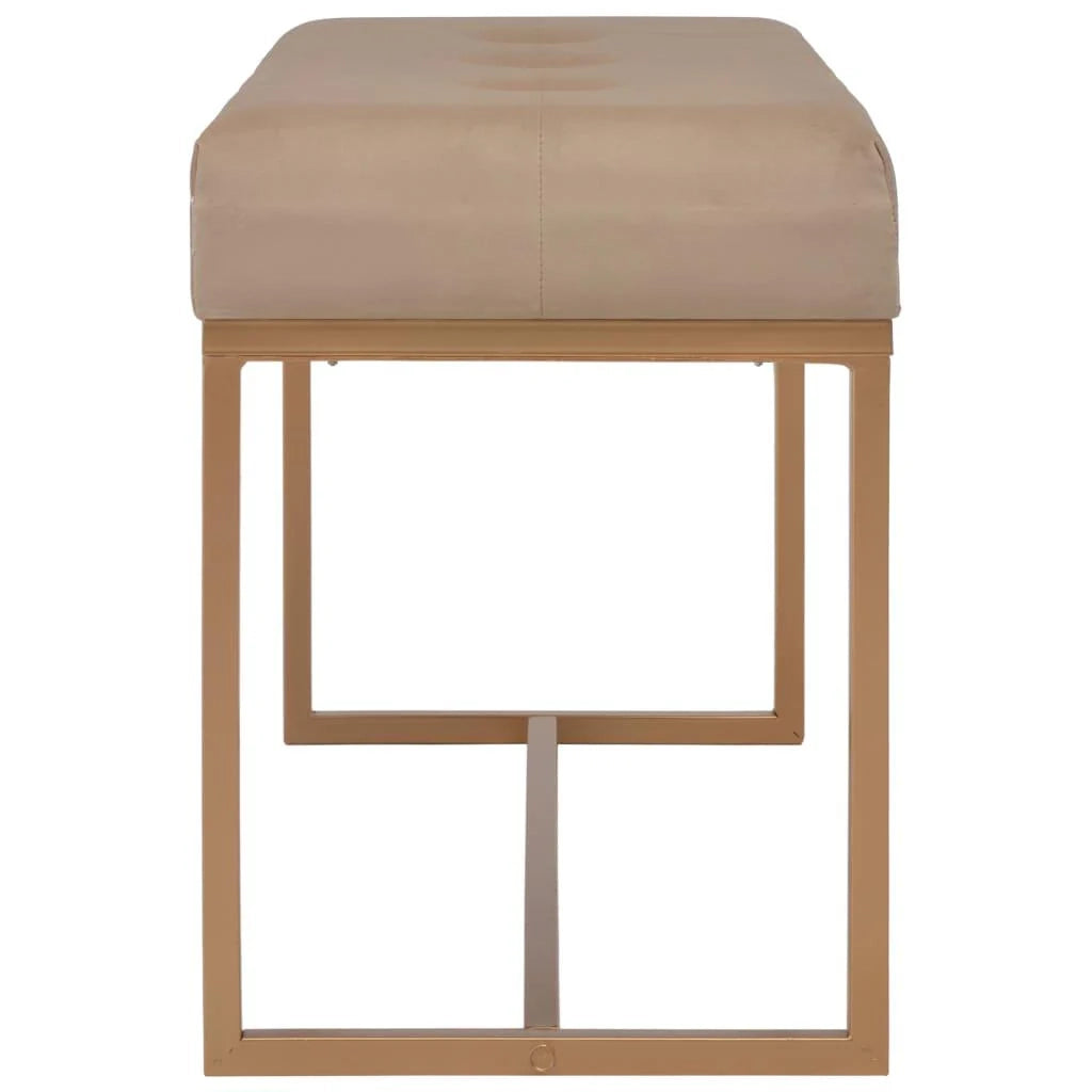 Panca pouf sgabello arredo panca 80 cm velluto beige 3002049